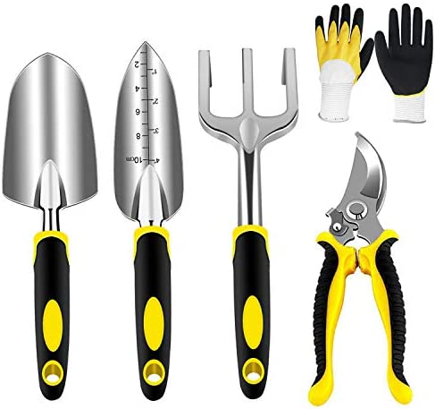 AGAKY Ensemble Outils de Jardinage, Outils de Jardin en Têtes Robustes Aluminium et Poignées Ergonomiques, Kit de Jardinage avec Sécateur, Pelles Truelle, Transplanteur, Râteau à Main, Gants Avis, Fiche Technique et Prix au Maroc