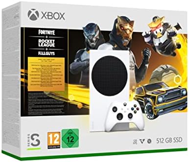 Xbox Series S 512GB | Pack Chasseur doré : Fortnite, Rocket League & Fall Guys (contenus digitaux) - Contenu gratuit Fiche Technique et Prix au Maroc