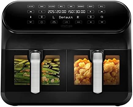 CHEFREE AFW20 Air Fryer Double Compartiment avec Fenêtre Visible, Friteuse sans Huile avec 8 fonctions, 2 Tiroirs et Vitre Transparente, Friteuse à Air avec Recette Français en Line, 8L, 2400W Avis, Fiche Technique et Prix au Maroc
