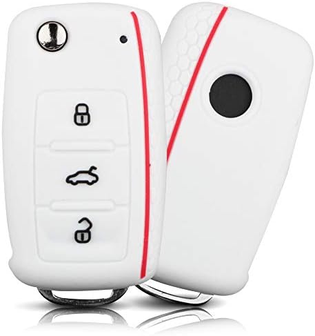 ASARAH Couvercle de clé en Silicone Premium Compatible avec VW, Couvercle de Protection pour clés de Voiture, Couvercle pour Type de clé 3BKB-b - Blanc/Rouge Fiche Technique et Prix au Maroc