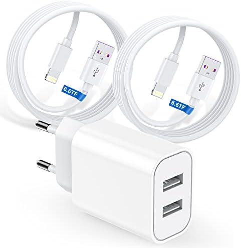 Chargeur Rapide iPhone [Apple MFi Certifié] 2 Ports USB Charger ave 2 * 2m Câbles de Charge Rapide,iPhone Double Charge USB Chargeur Compatible iPhone 14/13/12/11 Pro MAX/X/8/SE Fiche Technique et Prix au Maroc