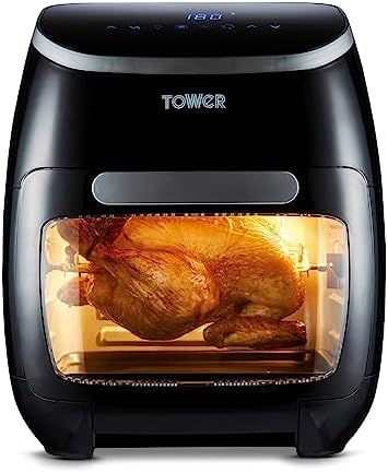 Tower T17039 Xpress Pro Air Fryer - Mini four électrique numérique 5-en-1 - Friteuse sans Huile - Friteuse Électrique avec Circulation d'Air Rapide, Minuterie de 60 minutes, 11 L, 2 000 W, Noir Avis, Fiche Technique et Prix au Maroc