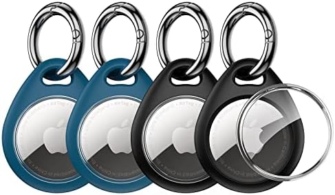 UNBREAKcable Airtag Porte Clé [Lot de 4] Coque de Protection pour Airtags 2021 [avec Couvercle TPU Ttransparent] [Anti-Perte &Anti-Chute & Anti-Rayures] pour Clés/Sacs/Chat/Chien, etc- 2 Noir+2 Bleu Avis, Fiche Technique et Prix au Maroc