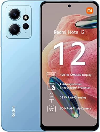 Xiaomi - Smartphone déverrouillé Redmi Note 12 - 4G LTE - 6 Go + 128 Go - Écran 6,67" Amoled 120 Hz - Caméras arrière 48 MP - Double SIM - Bleu glacé Fiche Technique et Prix au Maroc