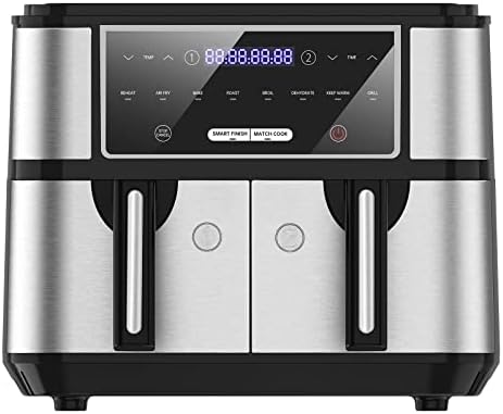 Iceagle Friteuse sans Huile 9L à Double Tiroir, Air Fryer avec 8 Programmes, Friteuse Air Chaud avec Double Panier Anti-Adhésif, Fonctions Match Cook & Smart Finish Airfryer, 2200-2600W Avis, Fiche Technique et Prix au Maroc
