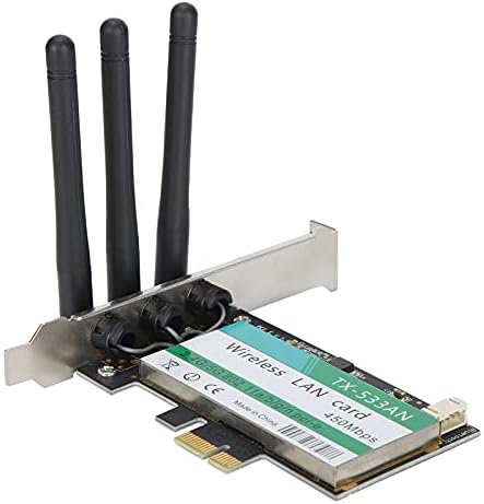 Carte Réseau sans Fil avec 3 Antennes, Adaptateur WiFi Double Fréquence PCI‑EX1 / X4 / X8 / X16, Adaptateur WiFi de Connecteur sans Fil 450 Mbps pour PC de Bureau Avis, Fiche Technique et Prix au Maroc