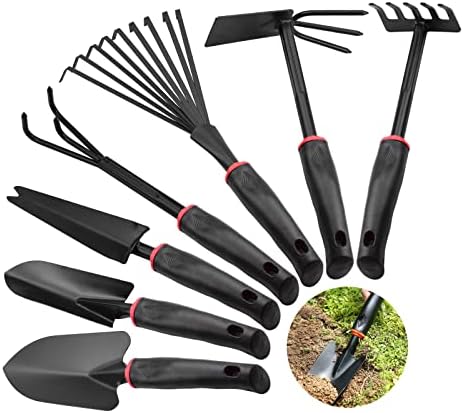 7 Pcs Ensemble Outils de Jardinage, Cultivateur Rateau Pelle Jardinage Antidérapants Transplantoirs Rateau à Fleurs Semis Taille pour Repiquage et Entretien Avis, Fiche Technique et Prix au Maroc