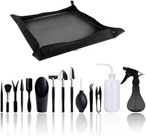 WingFly Ensemble d'outils de Jardin, Mini Ensemble d'outils de Jardin Intérieur, Ensemble Complet d'outils, Adapté à la Plantation en Intérieur ou en Pot, Un Total de 15 pièces avec Tapis (Noir) Avis, Fiche Technique et Prix au Maroc