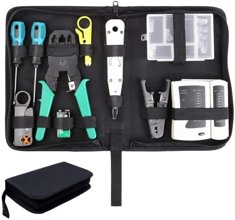 Ensemble d'Outils Réseau 12 en 1, avec Outil de Sertissage, Testeur de Câble LAN, Testeur de Câble à Sténopé Lsa, Adapté aux Câbles RJ45, RJ11, RJ12, Utilisable pour la Maintenance InformatiqueAvis,  Fiche Technique et Prix au Maroc