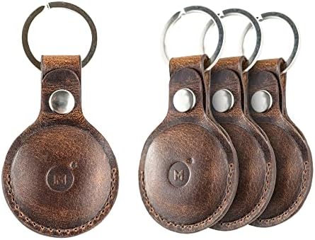 Moonster Porte-clés Air Tag Puce GPS en Cuir 100% Véritable - Étui AirTag en Cuir de Buffle Plein Fleur avec Coutures Renforcées et Fermeture Solide - AirTag Porte-Clés en Cuir, 4 Pack Avis, Fiche Technique et Prix au Maroc