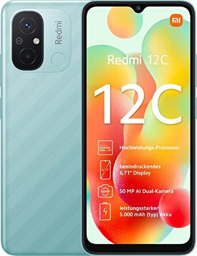 Xiaomi Redmi 12C - Smartphone 4Go RAM 128Go ROM, Ecran AMOLED 6,71 », FHD+, Helio G85, Appareil Photo Professionnel 50MP, 5000mAh, Vert Menthe [Version Globale] Fiche Technique et Prix au Maroc