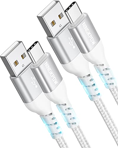 NINGKPOW Câble USB C [2M+2M/Lot de 2] 3.1A Cable USB C Charge Rapide Nylon Tressé Chargeur Type C pour Samsung Galaxy S22 S21 S20 S10 S9 A12 A21 A51, Huawei P50 P40, Redmi Note 10 9 8, Oneplus-Argent Fiche Technique et Prix au Maroc