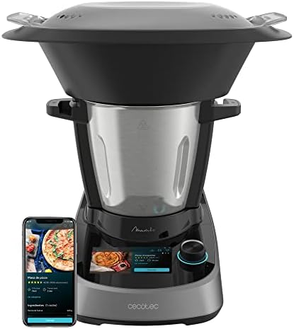 Cecotec Robot de cuisine multifonction Mambo Touch 1600 W 37 fonctions, écran tactile TFT 5" avec prescripteur intégré, capacité de 3,3 litres, application, balance et pichet en acier inoxydable Avis, Fiche Technique et Prix au Maroc