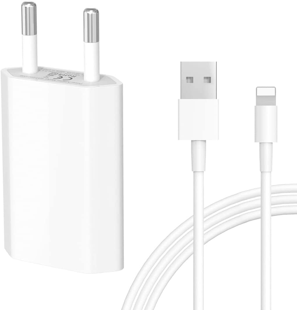 IPhone Chargeur Prise USB et Iphone Câble 2M Compatible Iphone 8, 8 Plus, 5S, 6, 6S, 6 Plus, 6S Plus, 7, 7 Plus, XS, X, XS Max, IPod Touch 5G, 5V 1A Chargeur Secteur USB Fiche Technique et Prix au Maroc