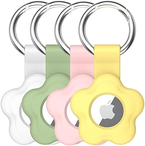 Alsukeay Lot de 4 étuis de Protection en Silicone pour AirTag avec Porte-clés - Compatible avec AirTag Tracker Portefeuille, Sacs à Dos, Bagages, Chien, Chat (Blanc/Verte/Rose/Jaune) Avis, Fiche Technique et Prix au Maroc