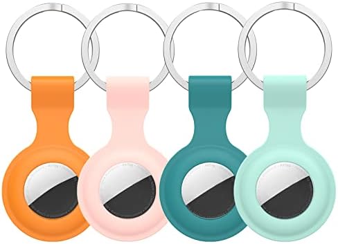 Lot de 4 Étui de Protection pour Airtags,Étui Anti-Rayures Portable pour AirTags,Support de Protection en Silicone AirTags avec Porte-clés,Porte-clés de Protection AirTag(Orange+Rose+Vert Clair+Vert) Avis, Fiche Technique et Prix au Maroc