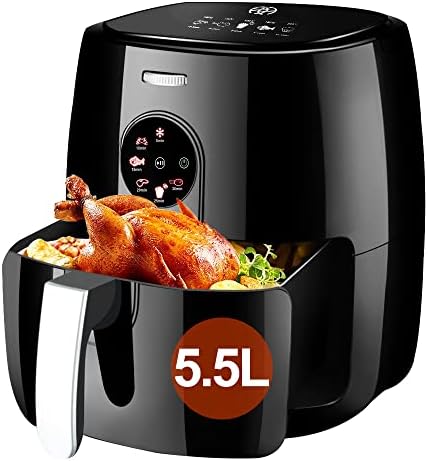 Air fryer ARINTUL 5.5L Friteuse à air chaud sans huile, ensemble friteuse à air avec écran tactile,minuterie, Température réglable, friteuse à air chaud 6 programmes 1500 W,Noir Avis, Fiche Technique et Prix au Maroc