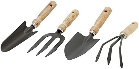 GREENGERS - Kits d'outils de Jardinage, Ensemble de 4 Outils de Jardinage pour Balcon, Lot de 4 Outils de Jardinage - Composé de : 1 Pelle à terreau, 1 Transplantoir, 1 Râteau à Fleurs, 1 Fourche Avis, Fiche Technique et Prix au Maroc