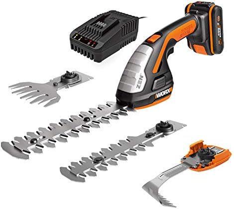 WORX 4 en 1 Set Taille-buisson et Cisailles à Gazon sans Fil WG801E.5, Désherbage Électrique 20V 2,0Ah, 4 Lames(2pcs Lames d'arbuste, 1pc Lame de Cisaillement, 1 Couteau de Désherbant) Avis, Fiche Technique et Prix au Maroc