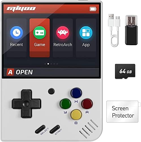 Whatsko Miyoo Mini Plus Console de Jeu Portable,Miyoo Mini + Console Rétro Portable 64GB avec 7000+ Jeux,Cortex-A7 Linux System 3.5 pouces IPS Screen 3000mAh Pocket Handheld Game Console(Blanc) Fiche Technique et Prix au Maroc