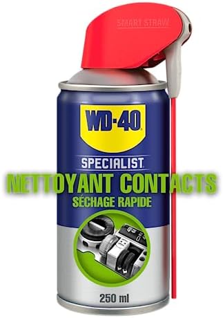 WD-40 Specialist • Nettoyant Contact • Spray Double Position • Elimine huile, dépôts gras, poussière, saleté, résidus de flux et condensation • Séchage Rapide • Non conducteur • 250 ML Fiche Technique et Prix au Maroc