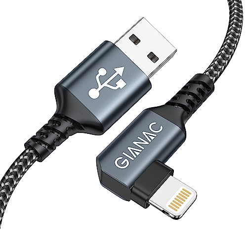 GIANAC Câble iPhone 0.3M,Câble pour iPhone [Certifié-MFi] 90 Degrés Chargeur iPhone Câble Nylon Tressé Câble Charge Rapide pour iPhone 14/13/12/11/Pro/X/XS/XR/8/8 Plus/7/7 Plus/6s/6 Plus/SE/5s Fiche Technique et Prix au Maroc