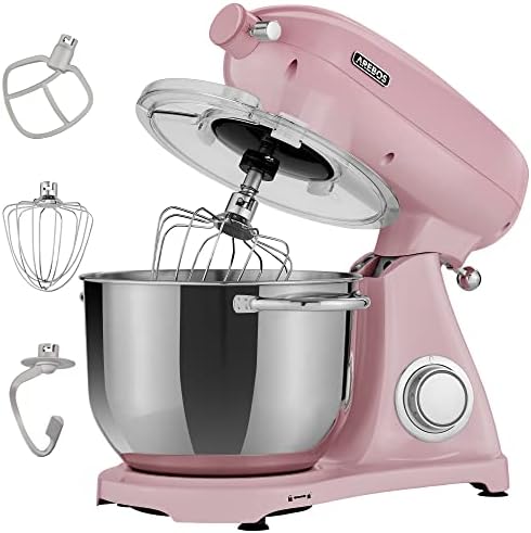 Arebos Robot Pâtissier Professionnel 1800W Retro | Rose | Faible Bruit | Robot de Cuisine Multifonction avec Fouet, Batteur, Crochet | Bol d'Acier Inoxydable 6 Litres | 6 Vitesses Avis, Fiche Technique et Prix au Maroc
