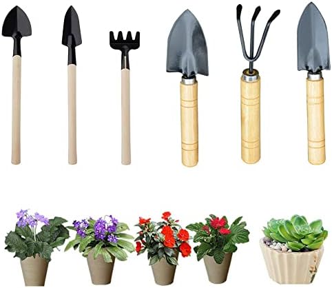 Mini Outils de Jardin avec Manche en Bois, Kit Jardinage, Mini Outils de Jardin Kit Ensemble Outils Jardinage en Acier Lnoxydable, Convient pour Planter des Fleurs, Repiquer, Ameublir Le Sol, etc Avis, Fiche Technique et Prix au Maroc