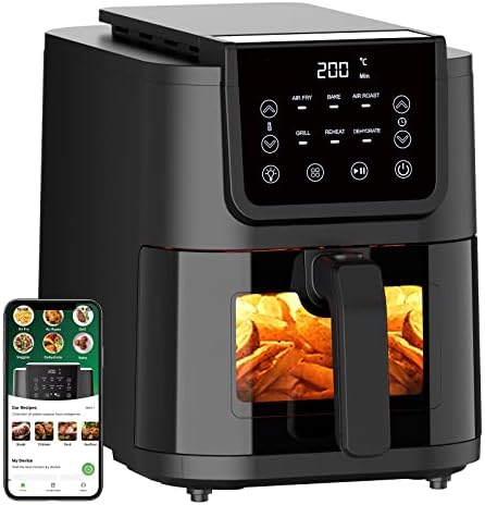 CHEFREE AFW01 Friteuse Sans Huile, Air Fryer Avec Fenêtre Visible, 6 Programmes, Friteuse À Air Compacte, 5L, Moins D'Huile et Économisé d'Énergie, Panier Antiadhésif, 1500 W, Un Grille-Pain Inclus Avis, Fiche Technique et Prix au Maroc