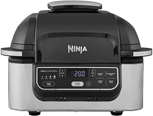 Ninja Foodi Grill & Air Fryer [AG301EU] 5 Fonctions de Cuisson, Grill, Air Fry, Rôtissoire, Cuisson au four, Déshydratation, 4 portions, Céramique anti-adhésive, 5,7 L, 1 760 W, Noir/Acier Avis, Fiche Technique et Prix au Maroc