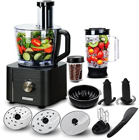 TopStrong Robot Cuisine Multifonction,1100W Robot Multifonction,11 en 1 Robot Culinaire inclus Hachoir, Crochet Pétrisseur,Mixeur, Presse-agrumes et Moulin à Café, 3,2L Bol et 1,5L Blender Avis, Fiche Technique et Prix au Maroc