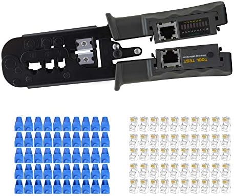 LUBEIN RJ45/RJ11/RJ12 Kit d'outils à Sertir pour/CAT5/CAT6 Réseau Professionnel Pince à dénuder Outil de Maintenance informatique d'Outils Sertissage à câble Lan Testeur de Réparation(Gris)Avis,  Fiche Technique et Prix au Maroc