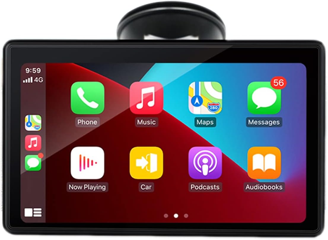 Moniteur sans fil Apple Carplayer Android Auto, récepteur d'autoradio portable à écran tactile Full HD de 7", stéréo de voiture avec lien miroir, Bluetooth monté sur le pare-brise du tableau de bord Fiche Technique et Prix au Maroc