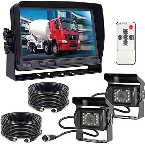 12V-24V Système d'appareil-photo de secours de voiture de, 7 " TFT LCD HD Moniteur de voiture couleur +2x RV Bus Truck Caravan Etanche Night Vision Inversée Arrière Caméra de recul Fiche Technique et Prix au Maroc