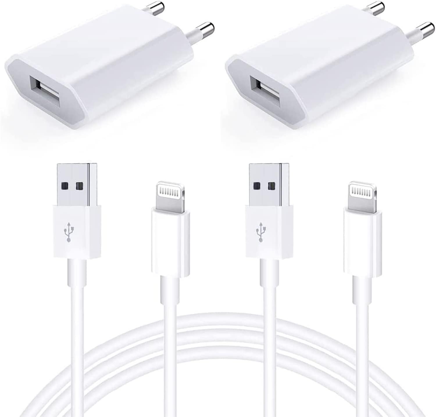 iPhone Rapide Chargeur - 2 Pack [Certifié MFi Apple] Chargeur USB et Câble Lightning de 1 m Adaptateur Secteur USB Universel Voyager Mural Chargeur Compatible avec iPhone 14-6 Série/iPad/AirPods Série Fiche Technique et Prix au Maroc