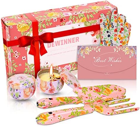 DEWINNER Outils de Jardinage,6 pièces Ensemble de Jardinage avec Motif Floral,Cadeau de Jardinage Parfait pour Les Femmes,Poignée Ergonomique,avec Bougies Aromathérapie et Cartes de Voeux,Etc. Avis, Fiche Technique et Prix au Maroc