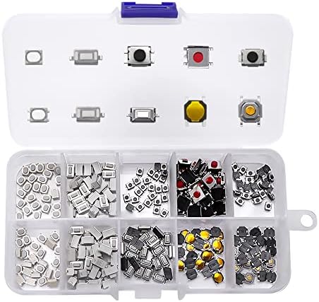 VooGenzek 250 Pièces 10Value Boutons poussoirs tactiles Micro Momentary Tact Assortiment Kit, d'assortiment de Bouton Tactile, pour Clé de Télécommande de Voiture, avec Boîte en Plastique Fiche Technique et Prix au Maroc
