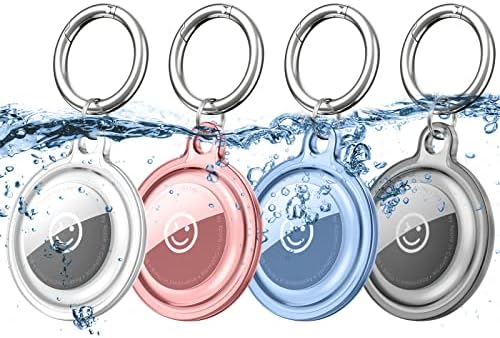 Dirrelo Porte Clé Compatible avec Apple Airtag Porte Clef, 【Lot de 4】 IPX8 Étanches Airtag Etui, TPU Silicone Airtag Coque, Léger, Couverture Protectrice Accessoires pour Chat Chien Collier, Pack 2 Avis, Fiche Technique et Prix au Maroc
