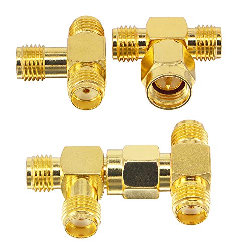 BOOBRIE Lot de 4 adaptateurs vidéo coaxiaux RF SMA mâle à double SMA mâle/convertisseur connecteur coaxial SMA SMA femelle Triple T 3 voies Adaptateur RF Splitter Type T pour antenne Wi-Fi Avis, Fiche Technique et Prix au Maroc