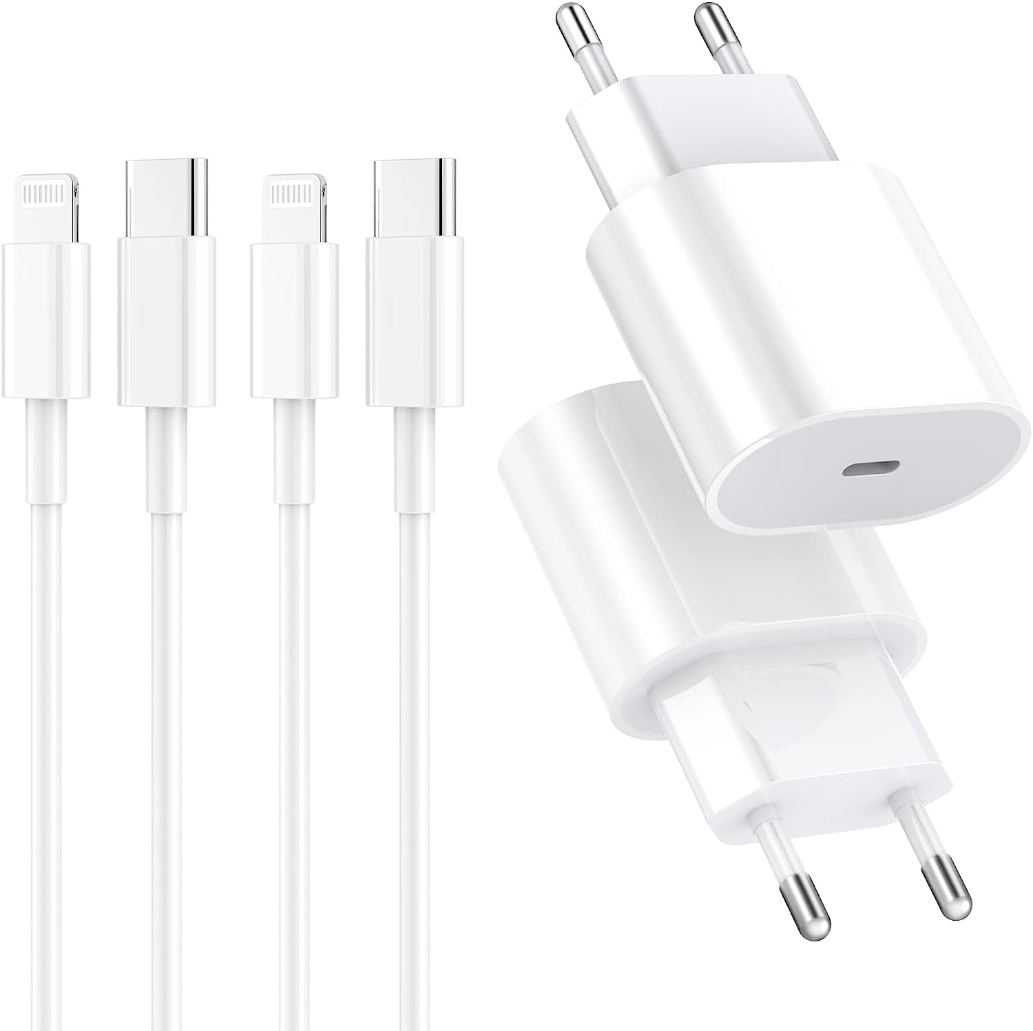 Uzento Lot de 2 chargeurs d'origine Apple iPhone et 2 câble de 2 m pour iPhone 14/14 Plus / 14 Pro / 14 Pro Max/13/12/11/8/X, Airpods, Prise de Chargeur USB C Adaptateur Secteur Prise Chargeur Rapide Fiche Technique et Prix au Maroc