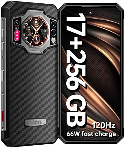 OUKITEL WP21 (2023) - Telephone Incassable Helio G99 (120Hz) 17Go+256Go, 9800mAh(66W), Android 12 Smartphone Incassable,64MP+20MP, 6.78" FDH+ Smartphone Etanche, GPS/NFC/OTG/2Ans Garantie Noir Fiche Technique et Prix au Maroc