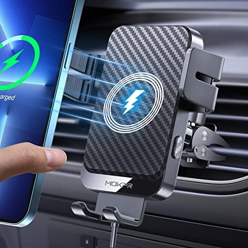 Support Telephone Voiture Induction, 15W Chargeur Induction Voiture Rapide Auto-Serrage Support Portable Voiture Compatible iPhone Samsung Galaxy S22/S21/S20, etc Fiche Technique et Prix au Maroc