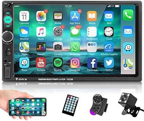 Podofo Autoradio 2 Din 7'' Bluetooth Auto Radio Écran Tactile Lecteur Téléphone Android Miroir Lien FM Autoradio AUX TF/SD USB + Caméra de Recul Fiche Technique et Prix au Maroc