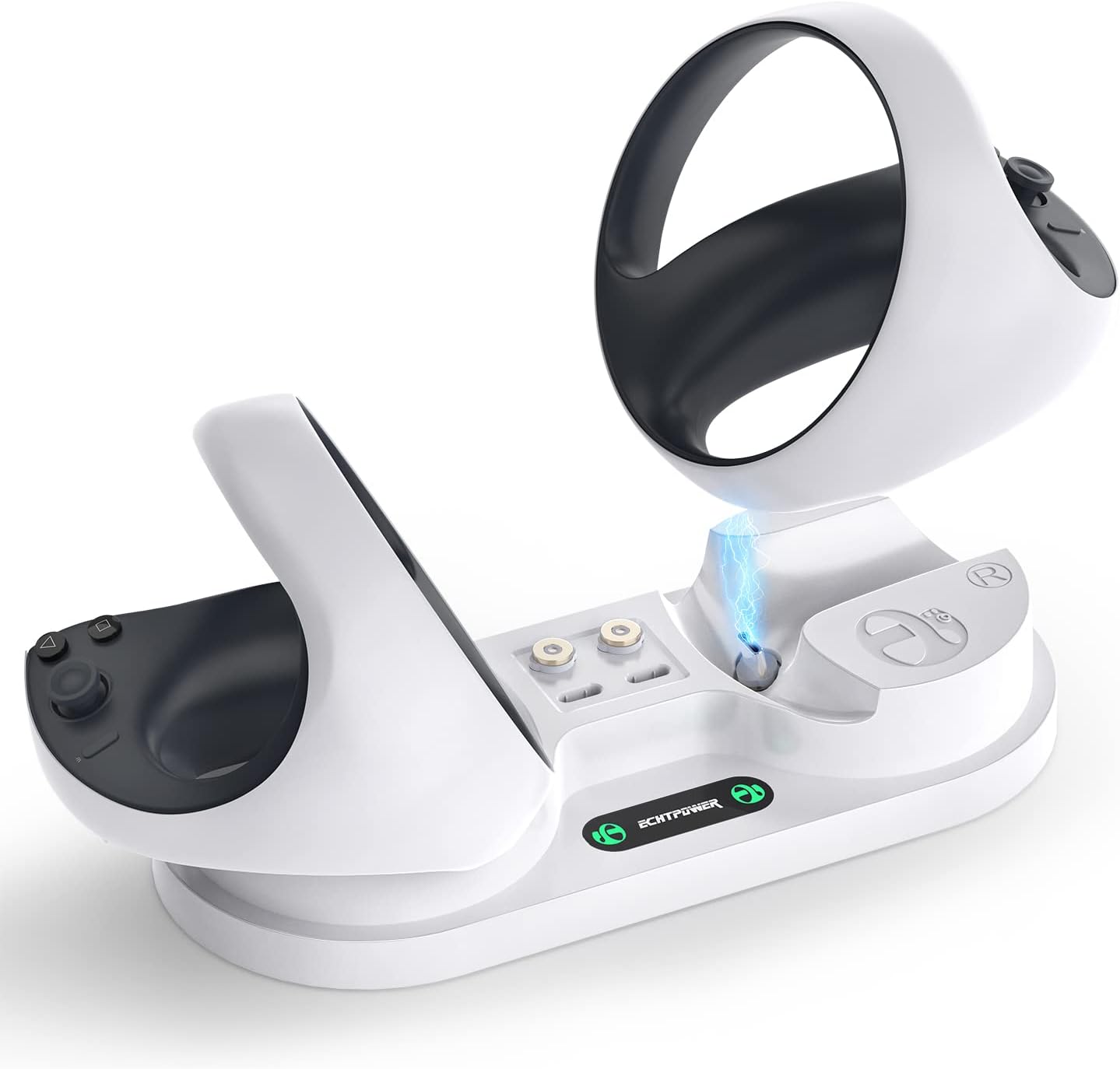 ECHTPower Station de Charge PS VR2, Base de Chargeur pour Manette Playstation VR2 Sense avec Charge Rapide Double Poignée Voyant LED 4 Interfaces Magnétiques pour Accessoires PS VR2 (PS VR Blanc) Fiche Technique et Prix au Maroc