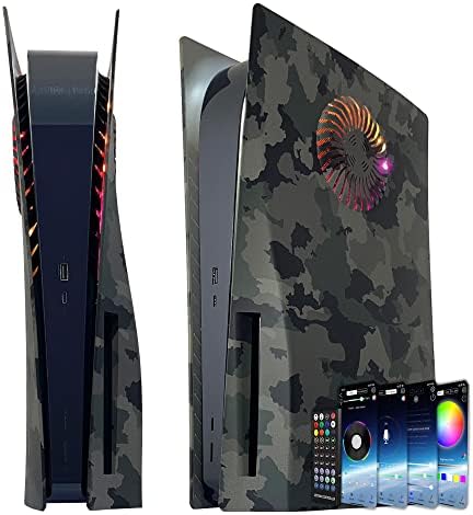 Façades PS5 avec Bande Lumineuse RGB et Filtre à Poussière DOBEWINGDELOU 400 + effet LED Ring Console Cover for PlayStation 5 Disc Edition DIY Décoration Kit Accessories Vert Camo Fiche Technique et Prix au Maroc