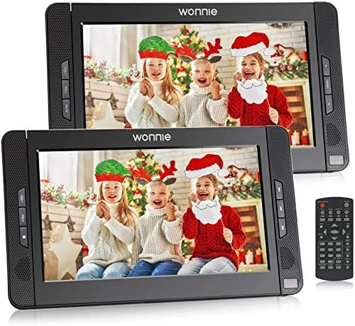 WONNIE 10.1 Pouce Lecteur DVD Portable Voiture pour Enfant (1 Lecteur DVD et 1 Moniteur) avec Sangle Fixation,Batterie Rechargeable Intégrée de 5 Heures,Prise en Charge USB/SD/AV in/AV Out Fiche Technique et Prix au Maroc