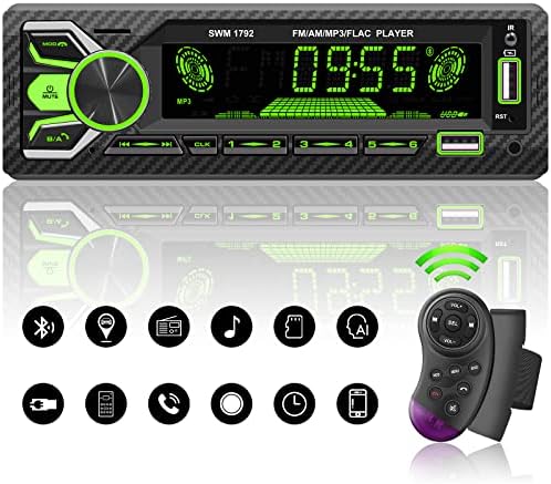 RDS Autoradio avec Commande Vocale, FM/AM, Double Bluetooth 5.2 Mains Libres, Position et Recherche de Voiture, 1 Din MP3 avec SWC, 2USB/SD/TF/AUX/Charge Rapide, Adaptateur d'Antenne, 30 Transmetteurs Fiche Technique et Prix au Maroc