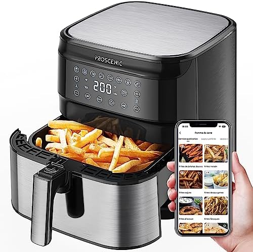 Proscenic T21 Friteuse à air, Friteuse sans huile, 5,5L AirFryer, écran LED tactile, Commande intelligente par APP&Alexa, 8 Programmes prédéfinis/ Multiples Recettes/Minuteur / Préchauffage Avis, Fiche Technique et Prix au Maroc