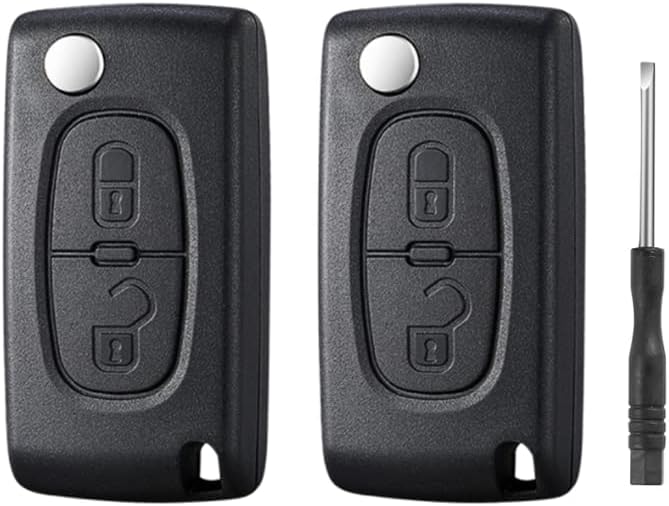 Betterher Lot de 2 boîtiers de clé 2 boutons compatibles avec Citroën C2 C3 C4 C5 C6 C8 Xsara, Peugeot 107 206 207 307 307S 308 407 607 2BT avec fente de batterie CE0536 HU83 Fiche Technique et Prix au Maroc