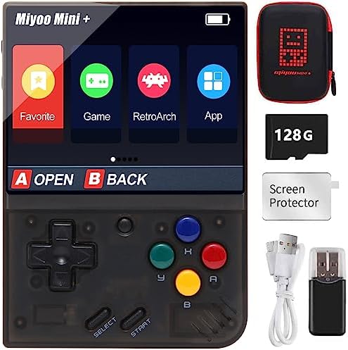 Console de Jeu Portable Miyo Mini Plus, Carte TF 128G avec 15000 Jeux Classiques, Console de Jeu d'Arcade avec écran de 3,5 Pouces, Prise en Charge du Matchmaking en Mode Hotspot WiFi (Noir, 128g) Fiche Technique et Prix au Maroc